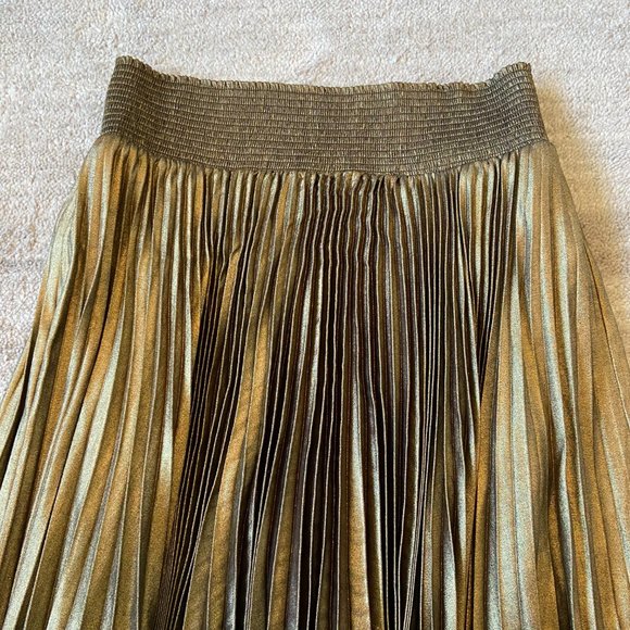Elie Tahari Metallic Pleated Midi Skirt NWT - Picture 5 of 10